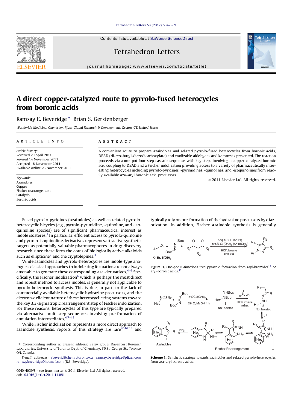 A direct copper-catalyzed route to pyrrolo-fused heterocycles from boronic acids