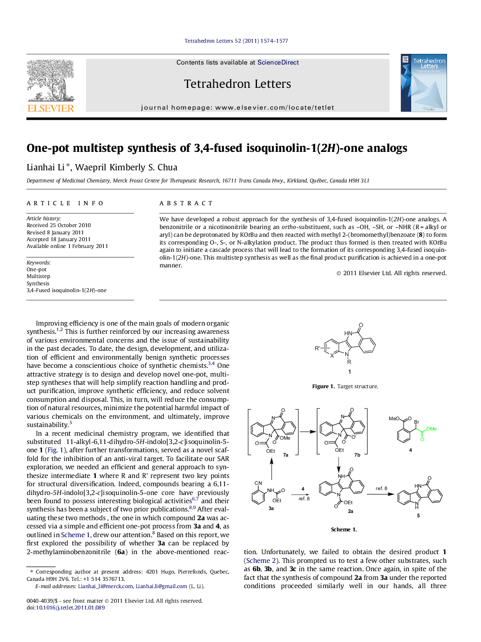 One-pot multistep synthesis of 3,4-fused isoquinolin-1(2H)-one analogs