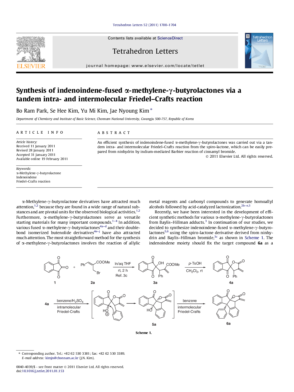 Synthesis of indenoindene-fused Î±-methylene-Î³-butyrolactones via a tandem intra- and intermolecular Friedel-Crafts reaction