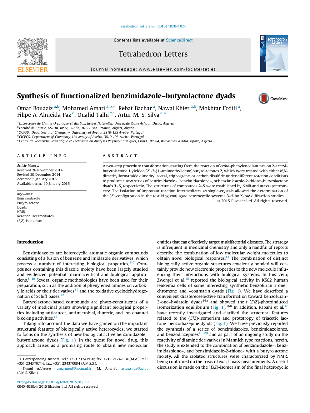 Synthesis of functionalized benzimidazole-butyrolactone dyads