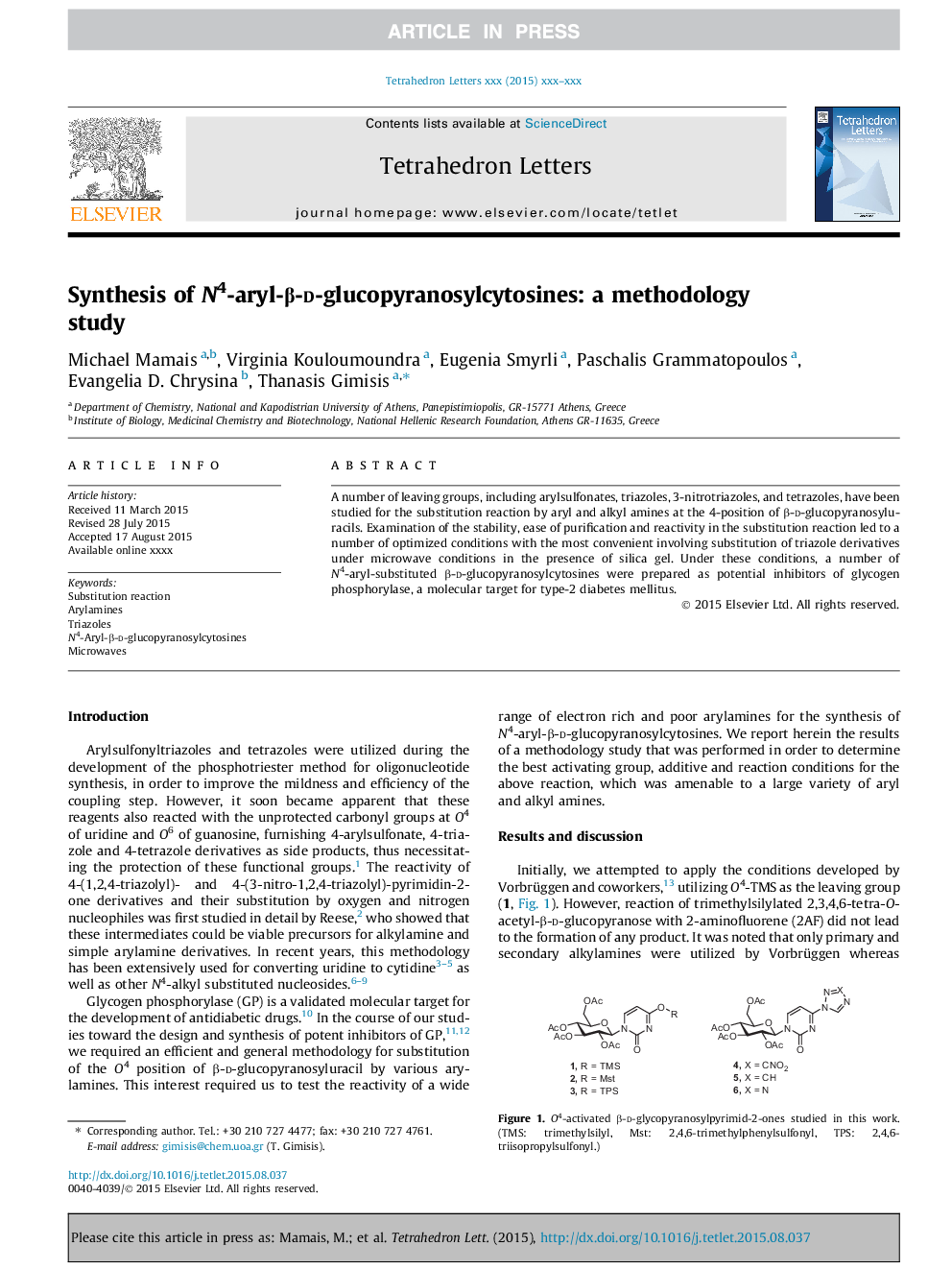 Synthesis of N4-aryl-Î²-d-glucopyranosylcytosines: a methodology study
