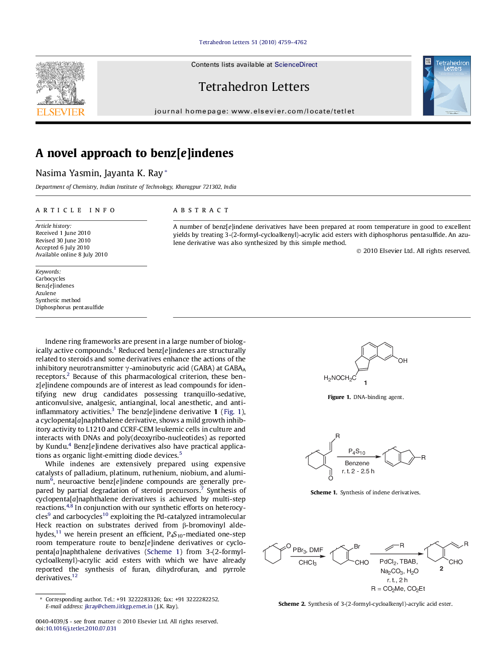 A novel approach to benz[e]indenes