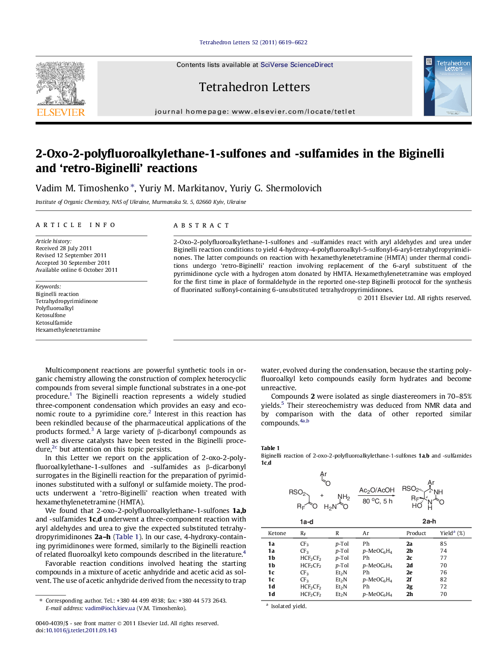 2-Oxo-2-polyfluoroalkylethane-1-sulfones and -sulfamides in the Biginelli and 'retro-Biginelli' reactions