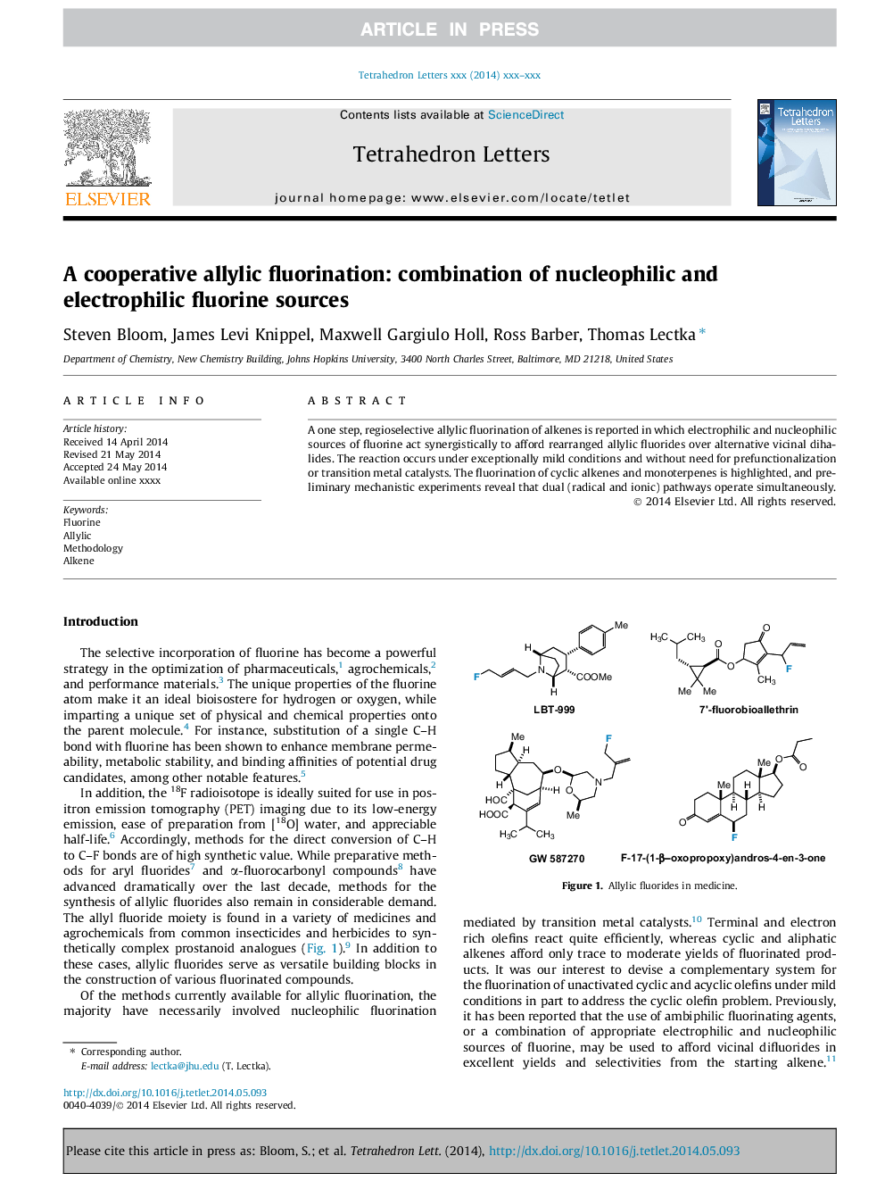 فلوراسیون آللیکی تعاونی: ترکیبی از منابع فلوئور نوکلئوفی و ​​الکتروفیل 