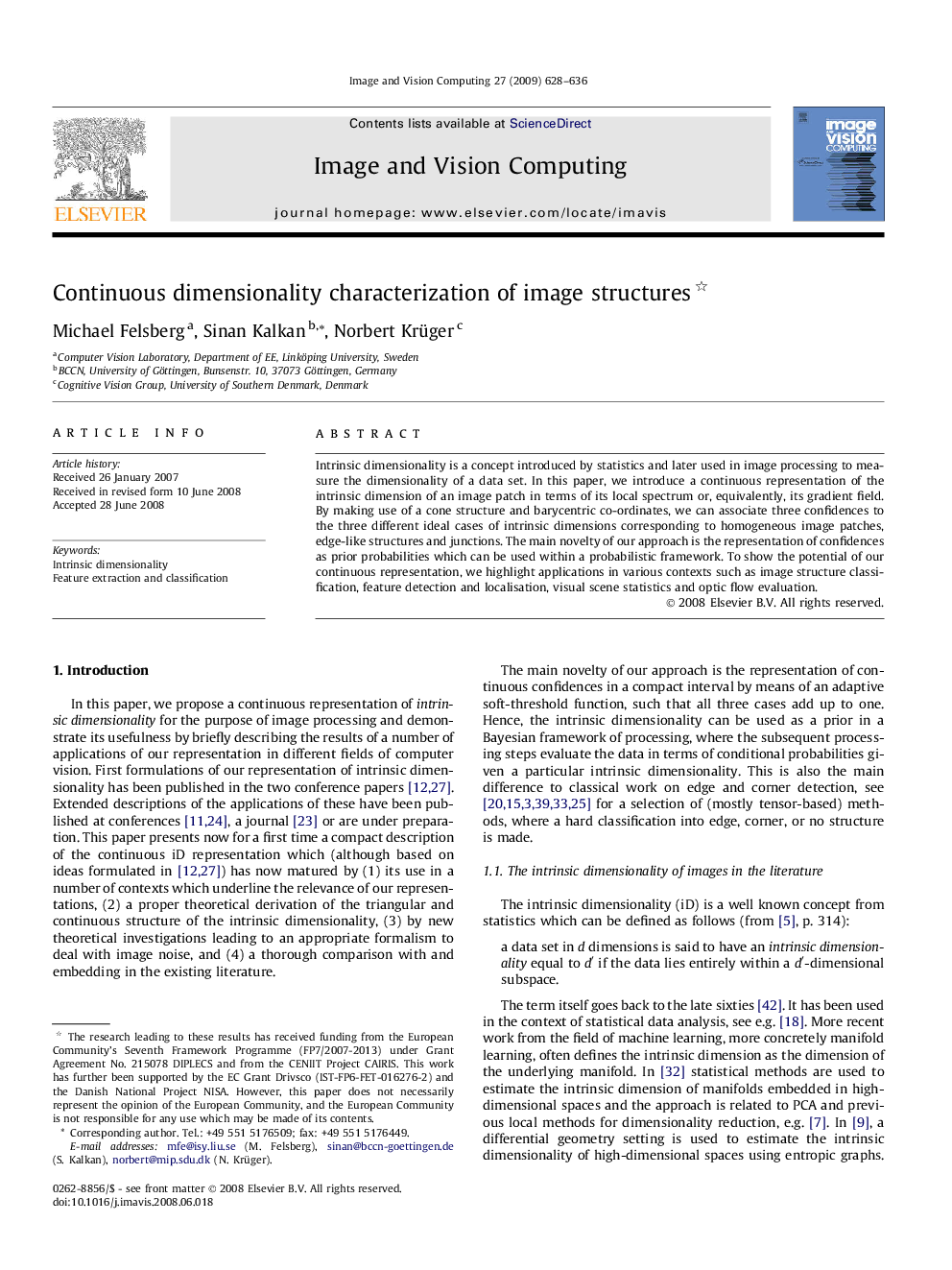 Continuous dimensionality characterization of image structures 