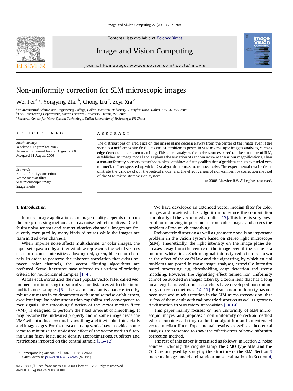 Non-uniformity correction for SLM microscopic images