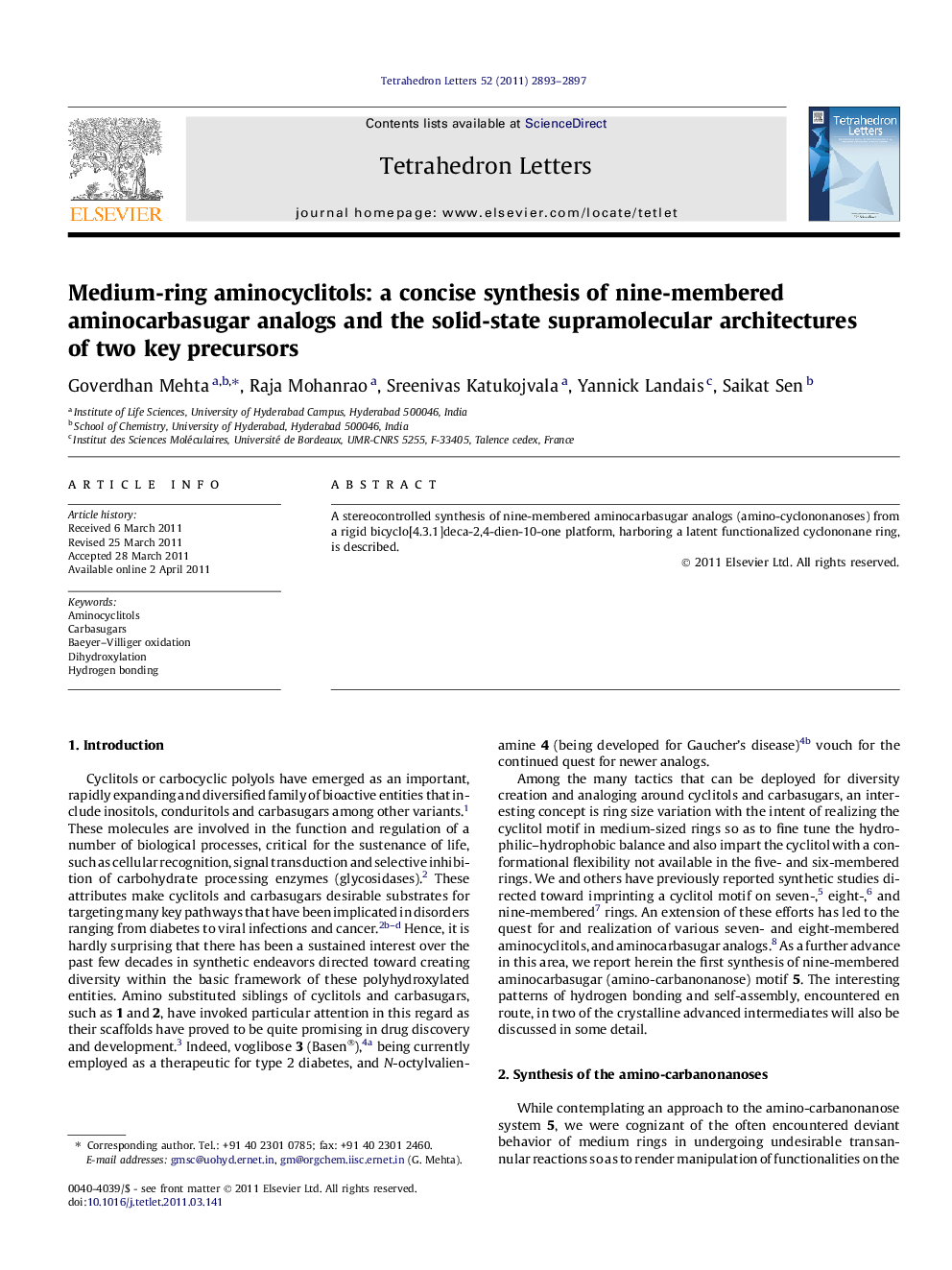 Medium-ring aminocyclitols: a concise synthesis of nine-membered aminocarbasugar analogs and the solid-state supramolecular architectures of two key precursors