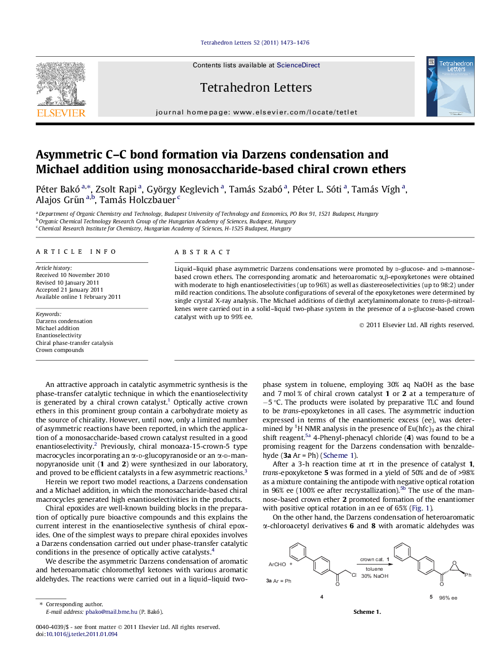 Asymmetric C–C bond formation via Darzens condensation and Michael addition using monosaccharide-based chiral crown ethers