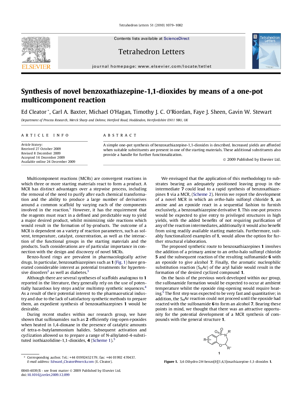 Synthesis of novel benzoxathiazepine-1,1-dioxides by means of a one-pot multicomponent reaction