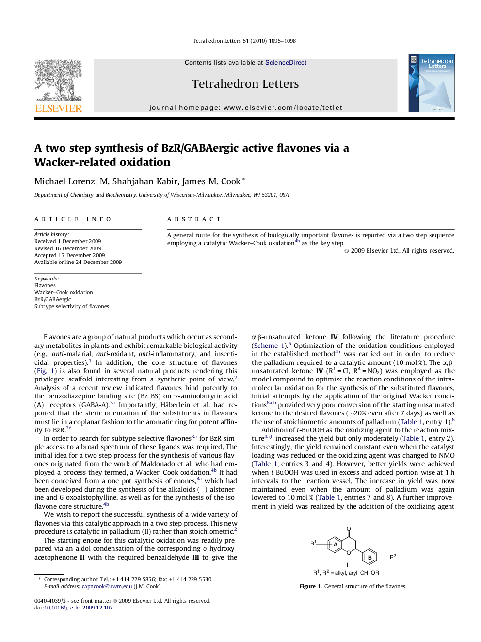 A two step synthesis of BzR/GABAergic active flavones via a Wacker-related oxidation