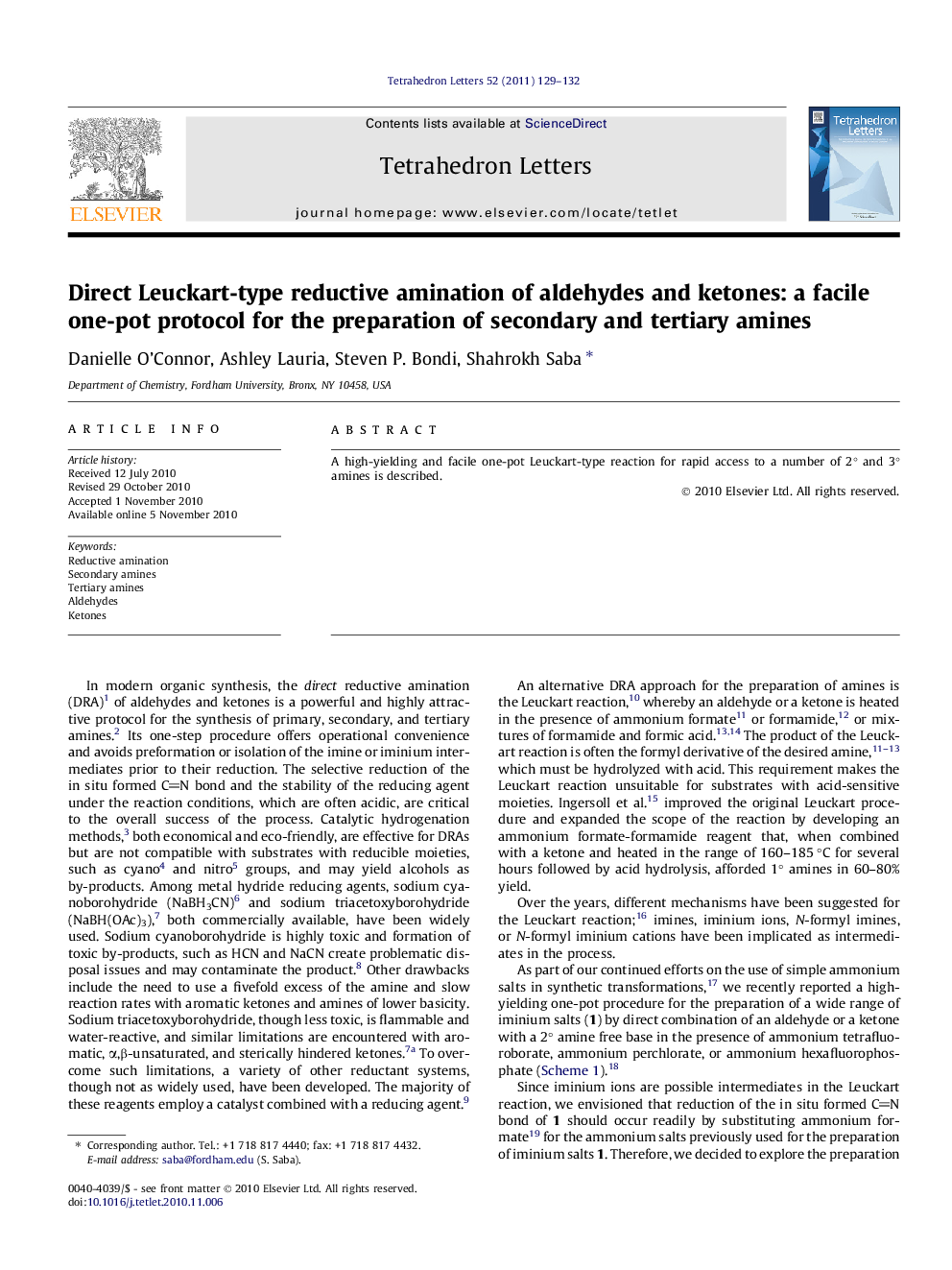 Direct Leuckart-type reductive amination of aldehydes and ketones: a facile one-pot protocol for the preparation of secondary and tertiary amines