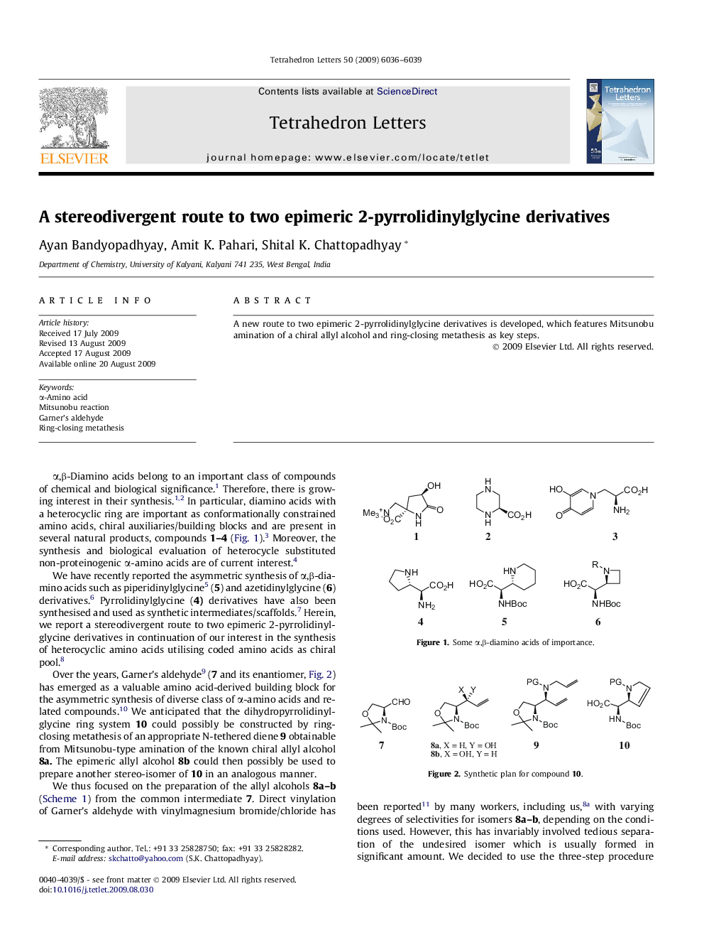 A stereodivergent route to two epimeric 2-pyrrolidinylglycine derivatives