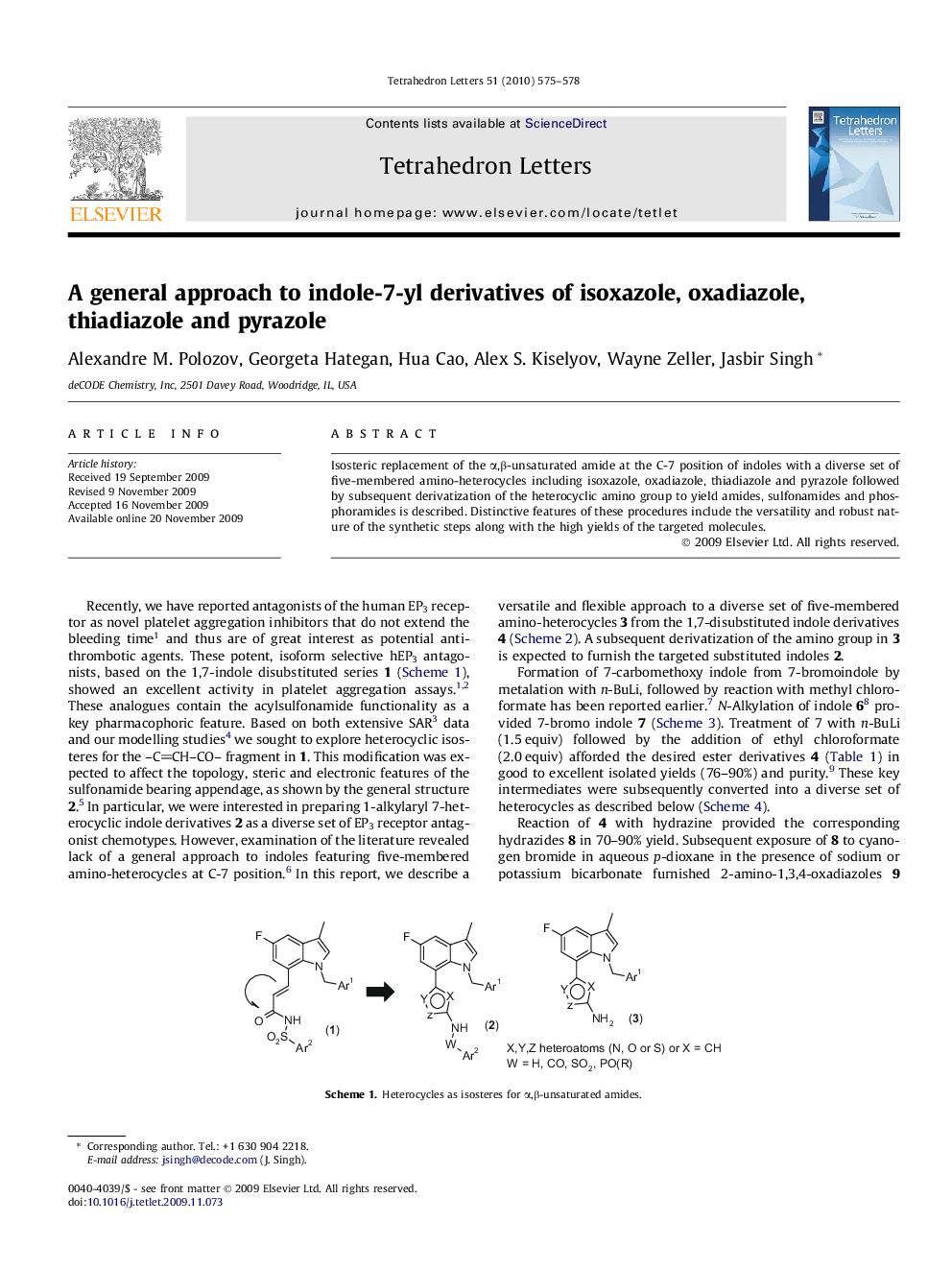 عکس صفحه اول مقاله: A general approach to indole-7-yl derivatives of isoxazole, oxadiazole, thiadiazole and pyrazole A general approach to indole-7-yl derivatives of isoxazole, oxadiazole, thiadiazole and pyrazole