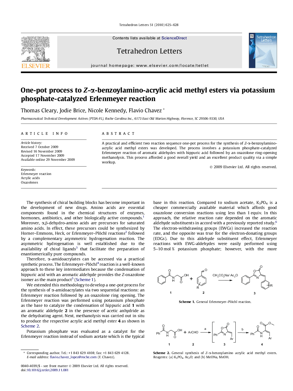 One-pot process to Z-Î±-benzoylamino-acrylic acid methyl esters via potassium phosphate-catalyzed Erlenmeyer reaction