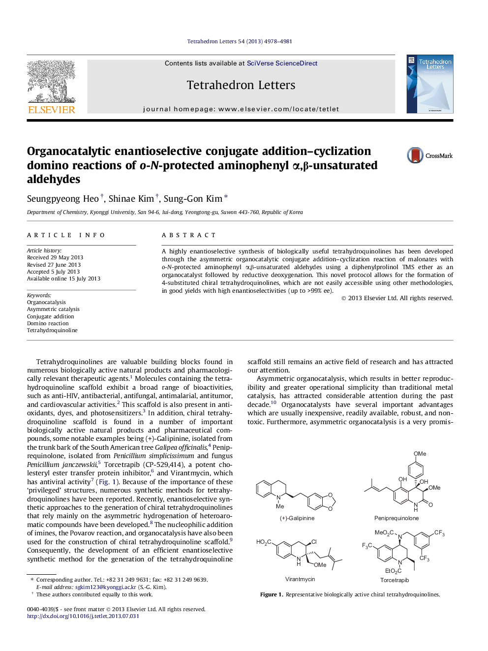 Organocatalytic enantioselective conjugate addition-cyclization domino reactions of o-N-protected aminophenyl Î±,Î²-unsaturated aldehydes