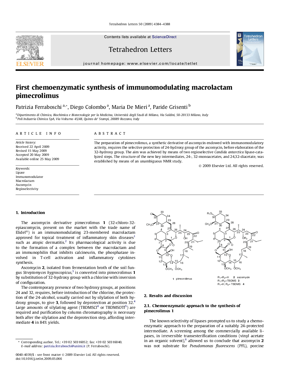 First chemoenzymatic synthesis of immunomodulating macrolactam pimecrolimus