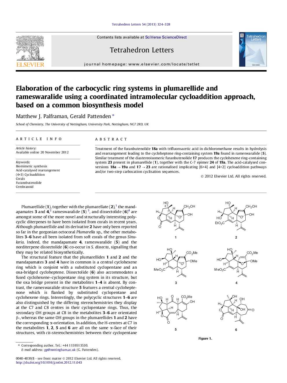 طراحی سیستم حلقه های کاربوسیکلیک در پلومرئیلد و رامسورالید با استفاده از یک رویکرد سیکل جاذب درون مولکولی هماهنگ شده بر اساس یک مدل بیوسنتز معمول 