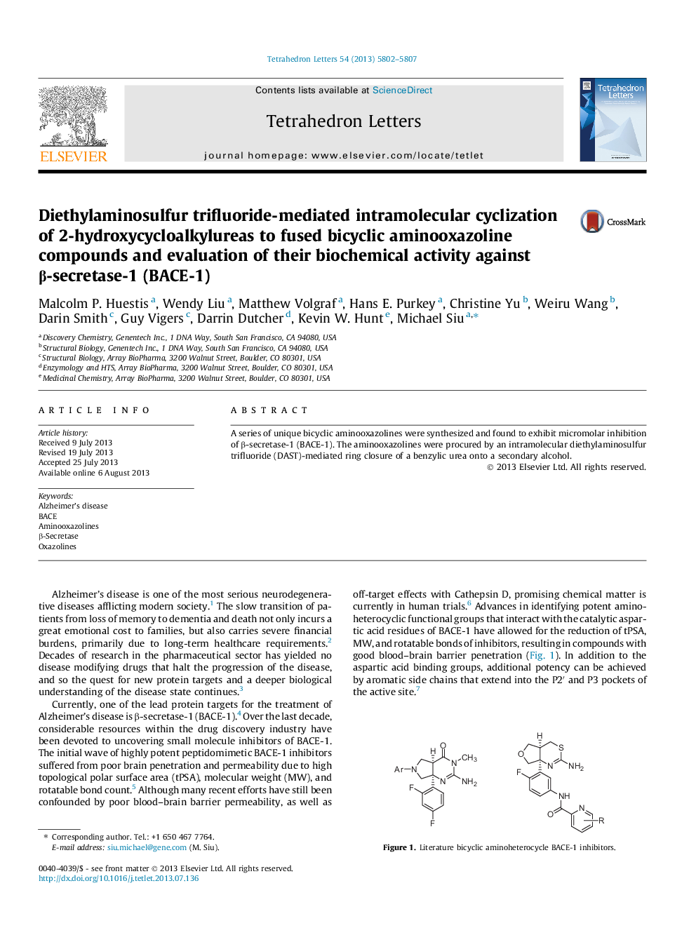 Diethylaminosulfur trifluoride-mediated intramolecular cyclization of 2-hydroxycycloalkylureas to fused bicyclic aminooxazoline compounds and evaluation of their biochemical activity against Î²-secretase-1 (BACE-1)