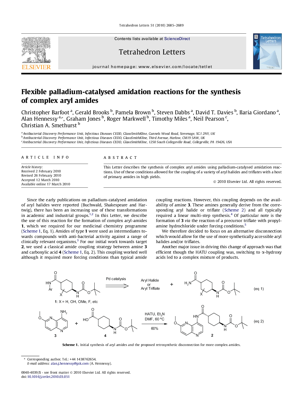 Flexible palladium-catalysed amidation reactions for the synthesis of complex aryl amides
