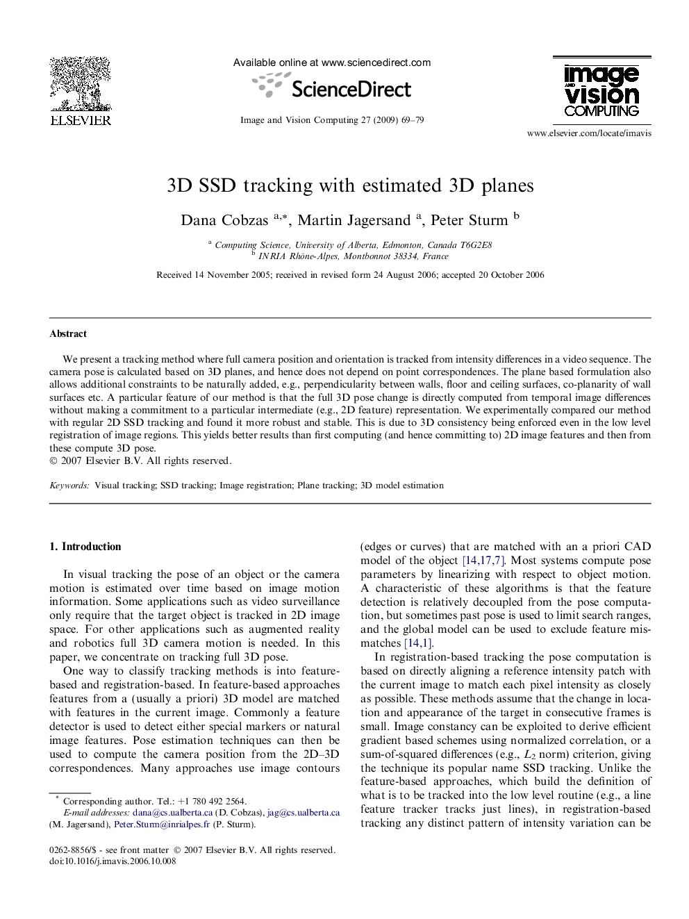 3D SSD tracking with estimated 3D planes