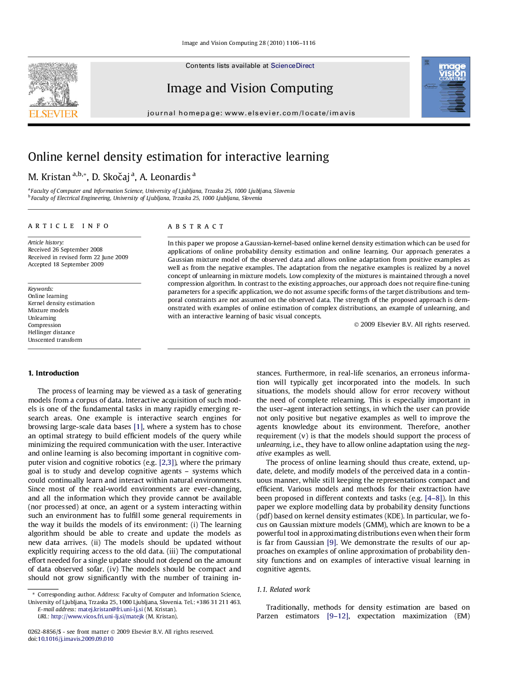 Online kernel density estimation for interactive learning