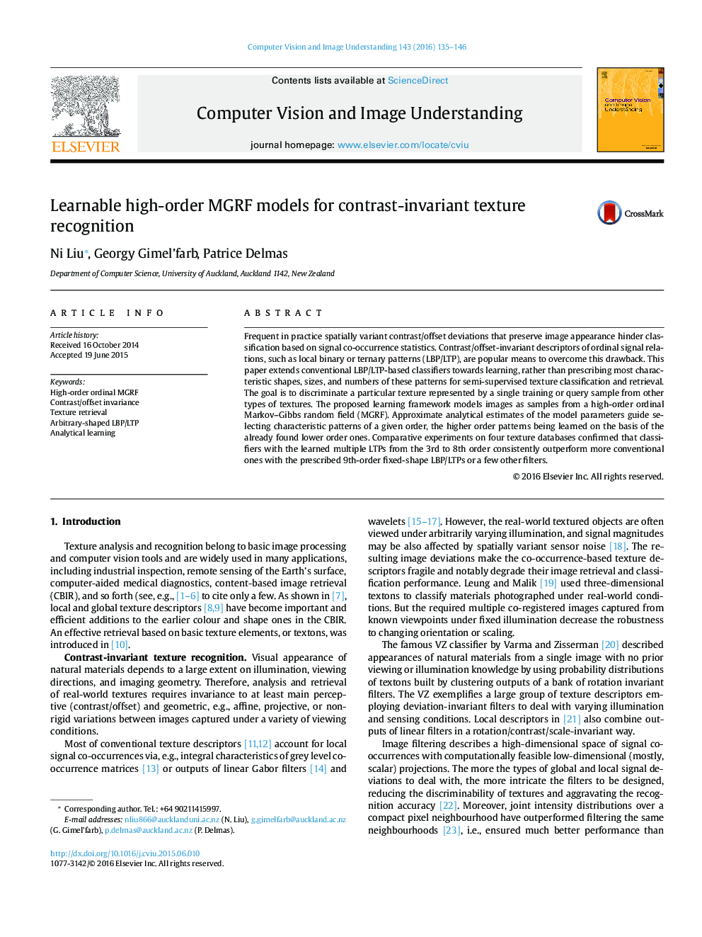 Learnable high-order MGRF models for contrast-invariant texture recognition