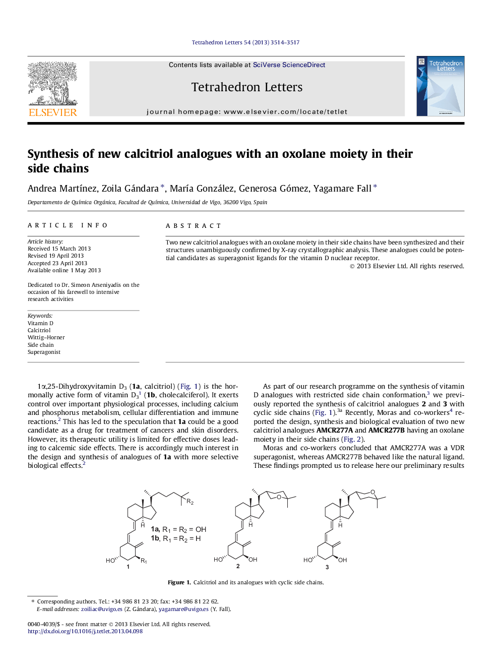 Synthesis of new calcitriol analogues with an oxolane moiety in their side chains