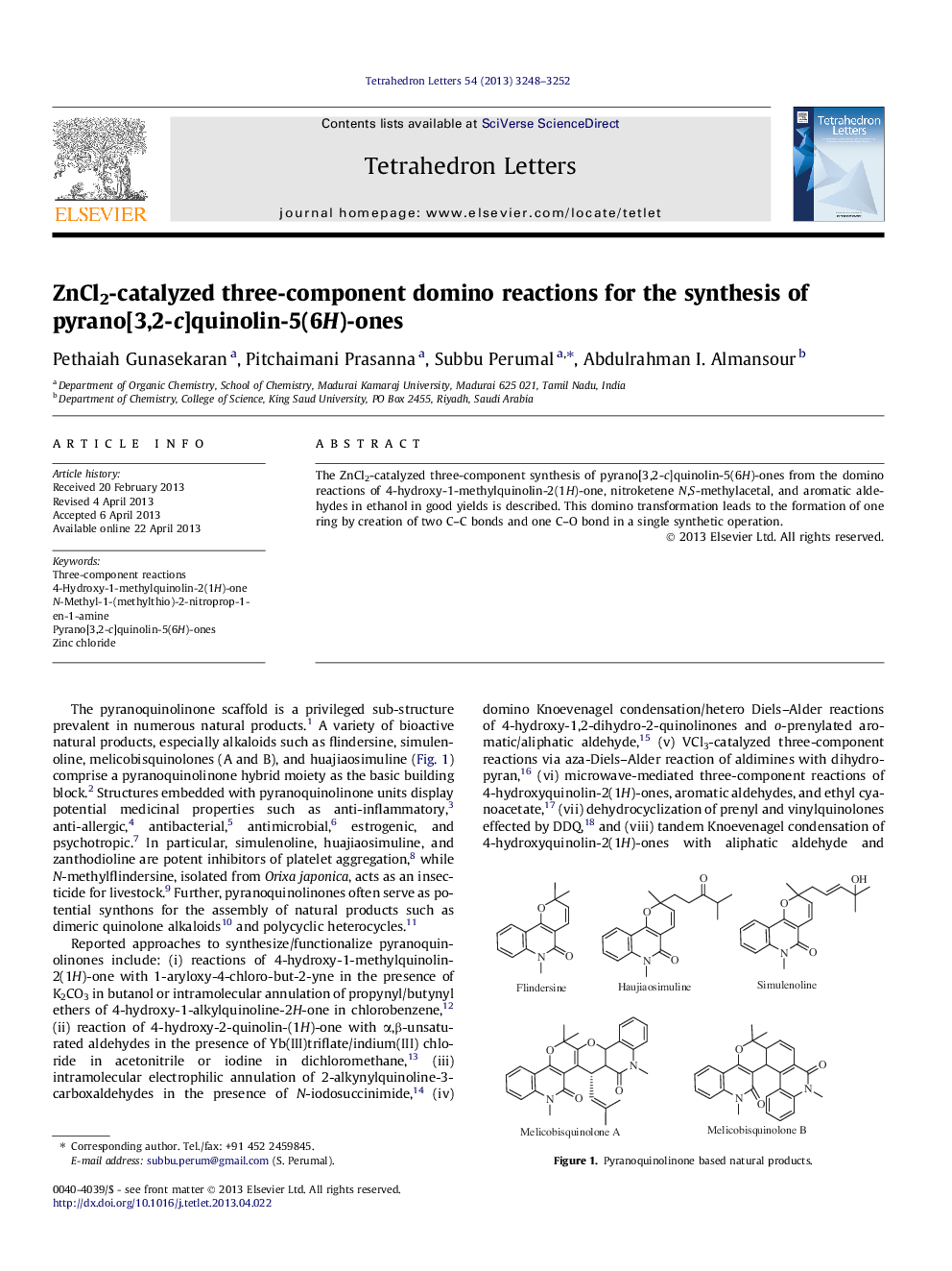 ZnCl2-catalyzed three-component domino reactions for the synthesis of pyrano[3,2-c]quinolin-5(6H)-ones