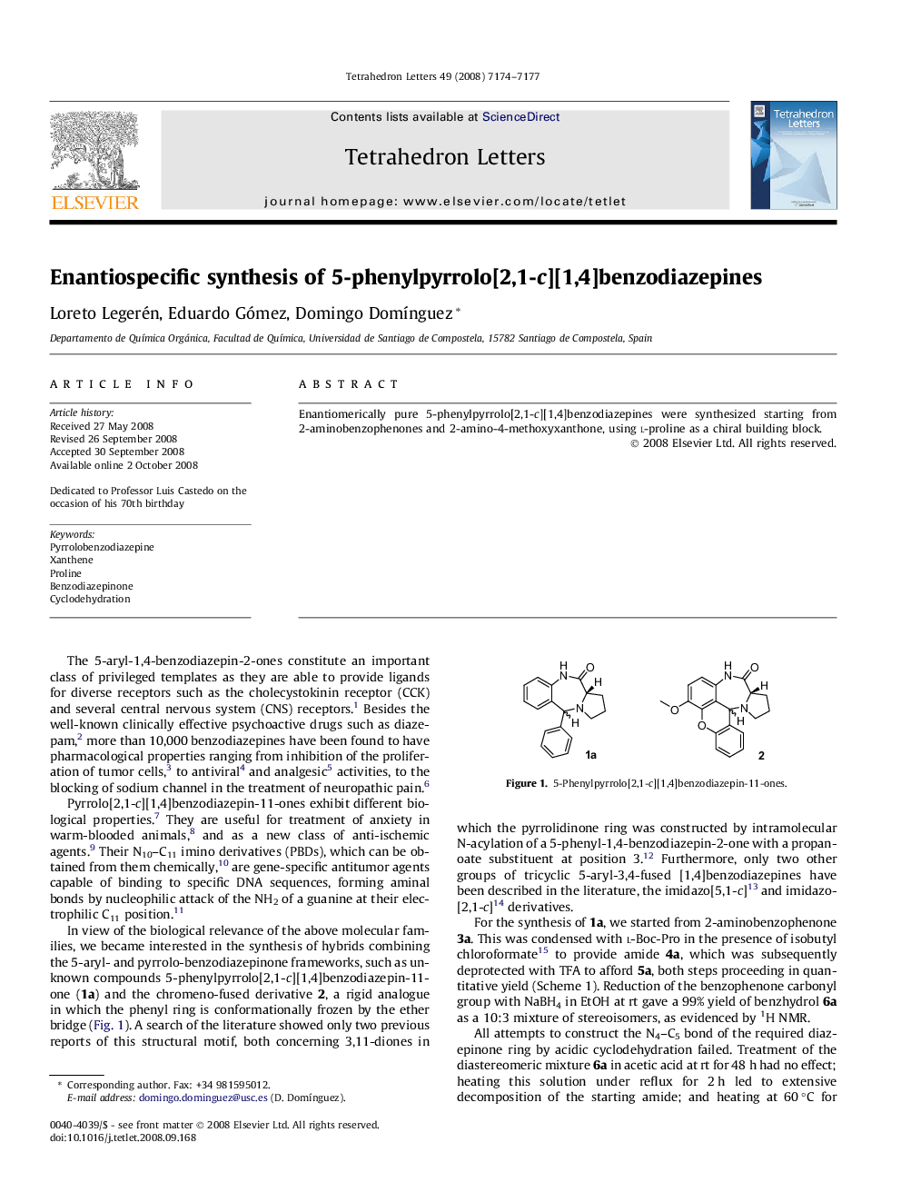 Enantiospecific synthesis of 5-phenylpyrrolo[2,1-c][1,4]benzodiazepines
