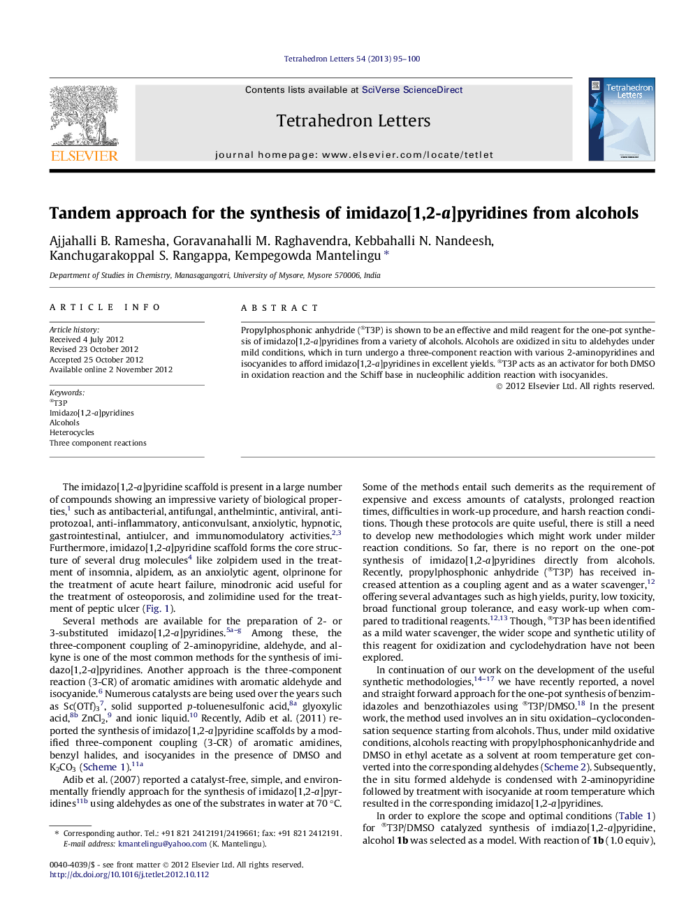 Tandem approach for the synthesis of imidazo[1,2-a]pyridines from alcohols