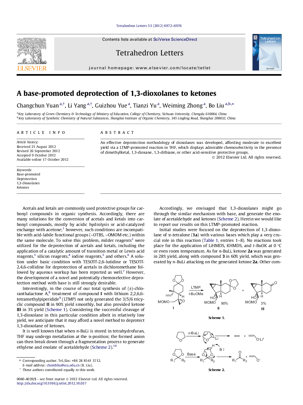 A base-promoted deprotection of 1,3-dioxolanes to ketones