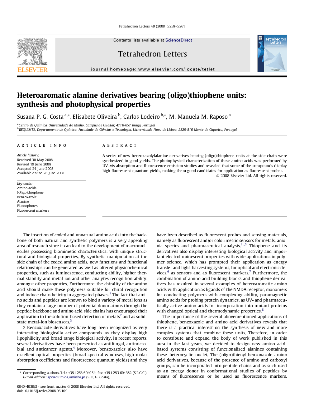 Heteroaromatic alanine derivatives bearing (oligo)thiophene units: synthesis and photophysical properties