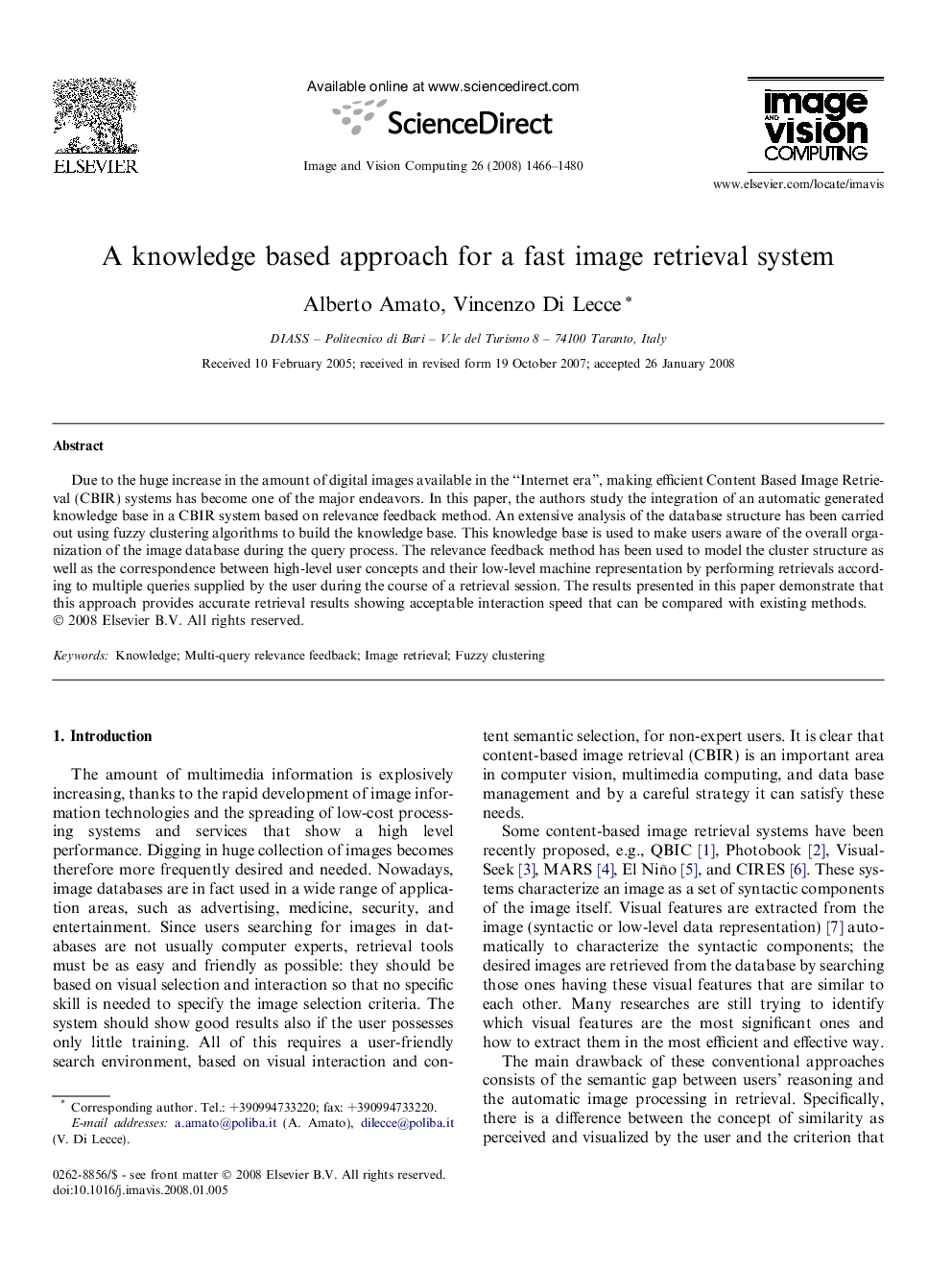 A knowledge based approach for a fast image retrieval system