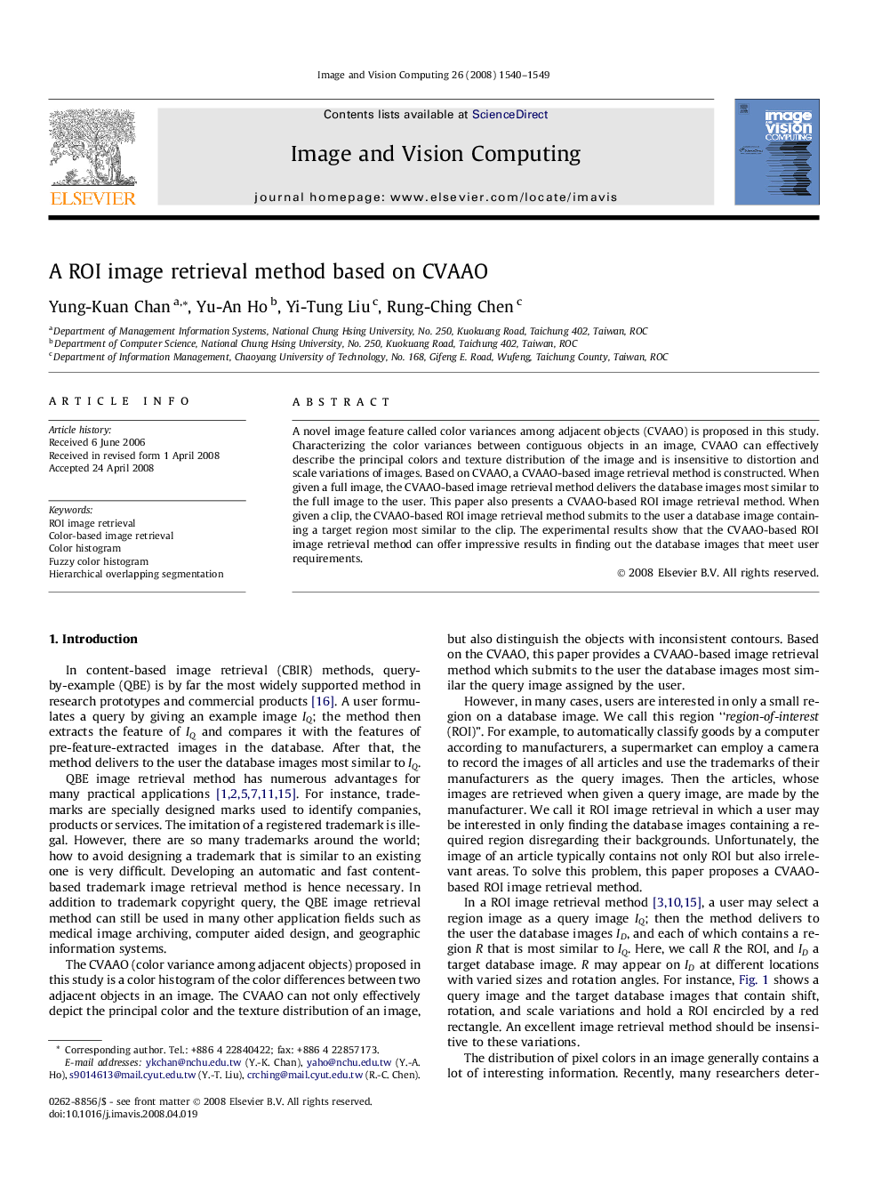 A ROI image retrieval method based on CVAAO