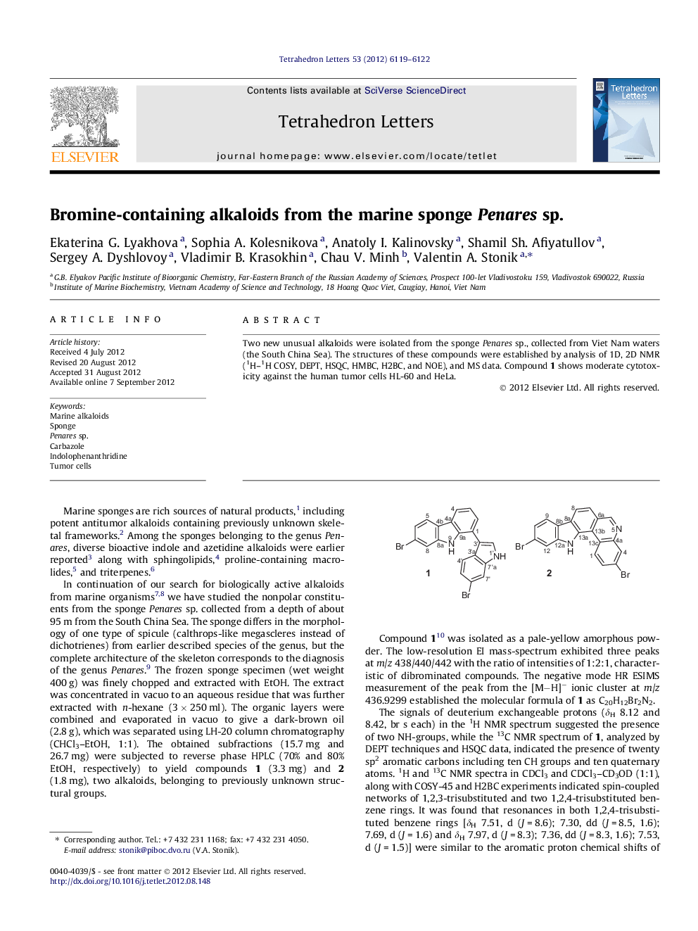 Bromine-containing alkaloids from the marine sponge Penares sp.