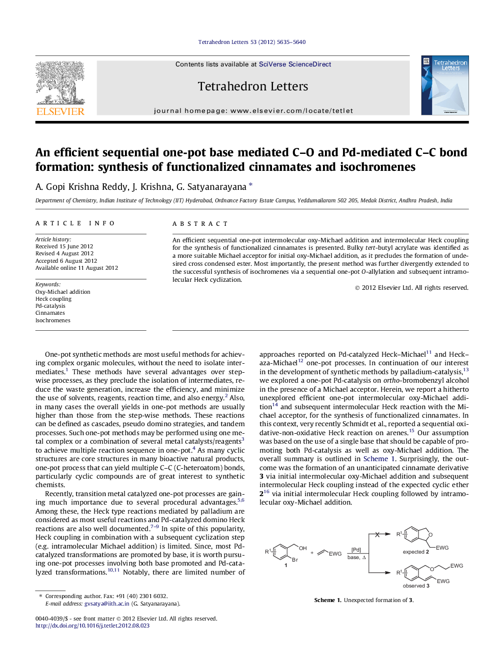 An efficient sequential one-pot base mediated C-O and Pd-mediated C-C bond formation: synthesis of functionalized cinnamates and isochromenes