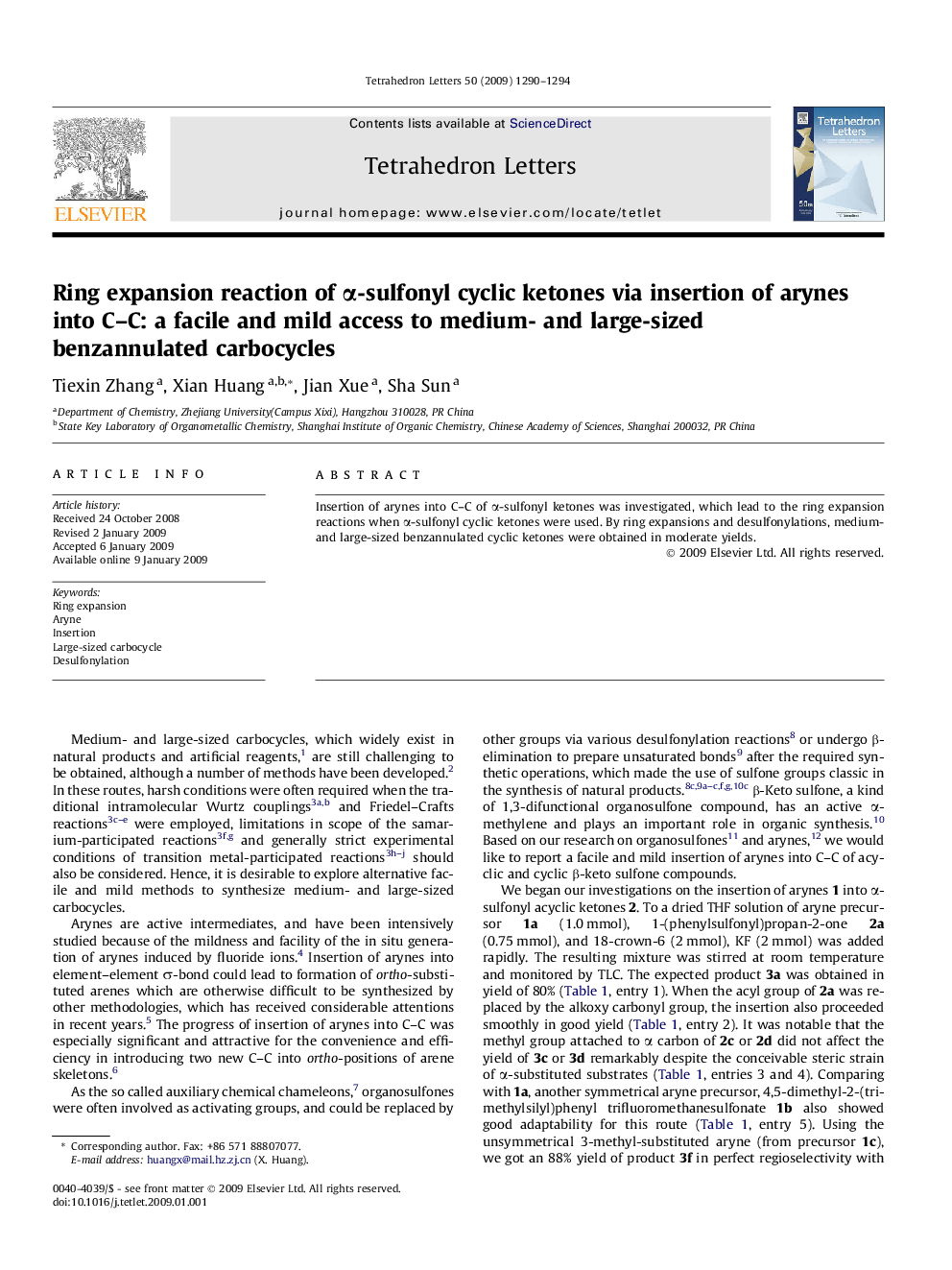 Ring expansion reaction of Î±-sulfonyl cyclic ketones via insertion of arynes into C-C: a facile and mild access to medium- and large-sized benzannulated carbocycles