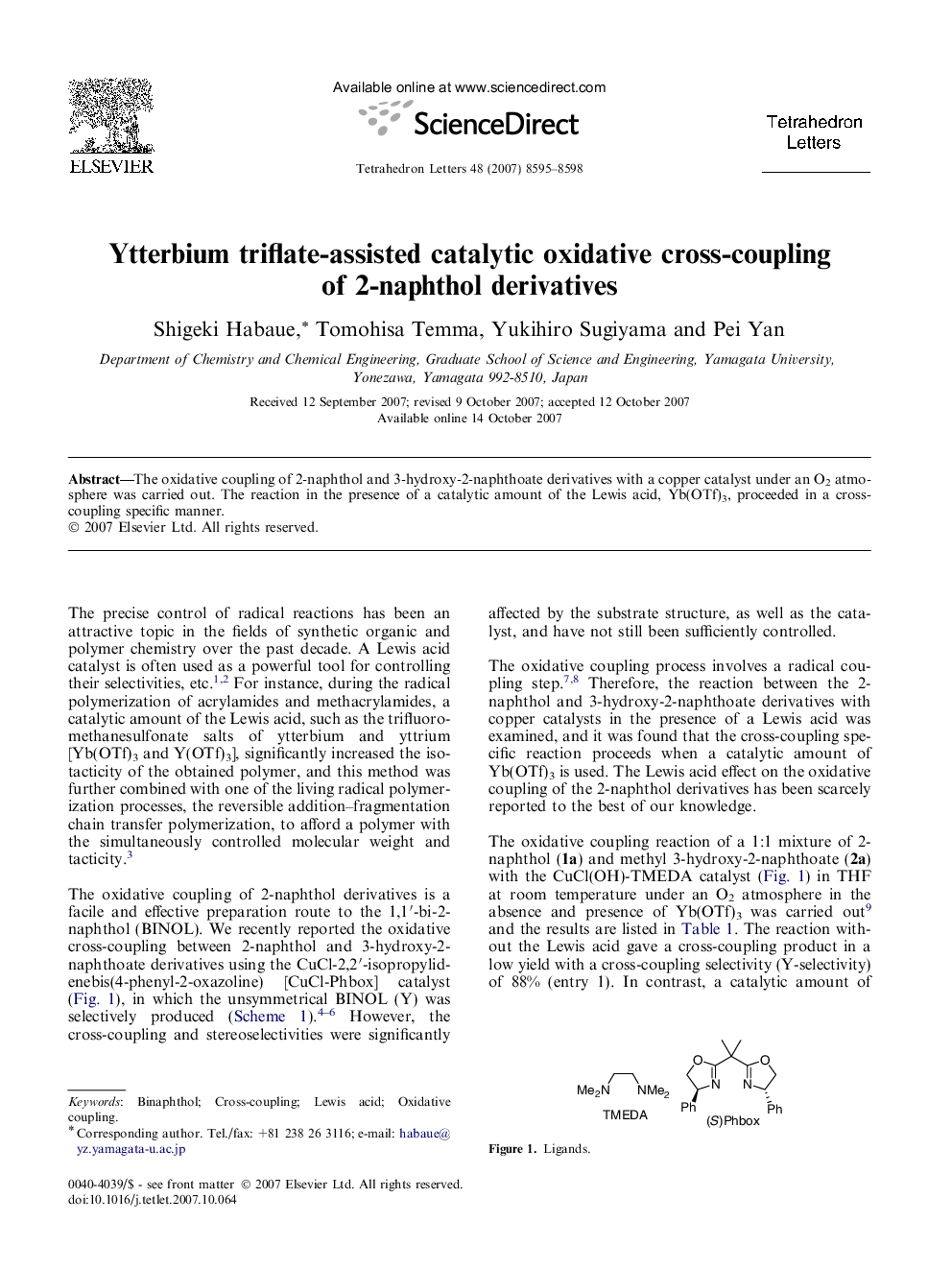 Ytterbium triflate-assisted catalytic oxidative cross-coupling of 2-naphthol derivatives