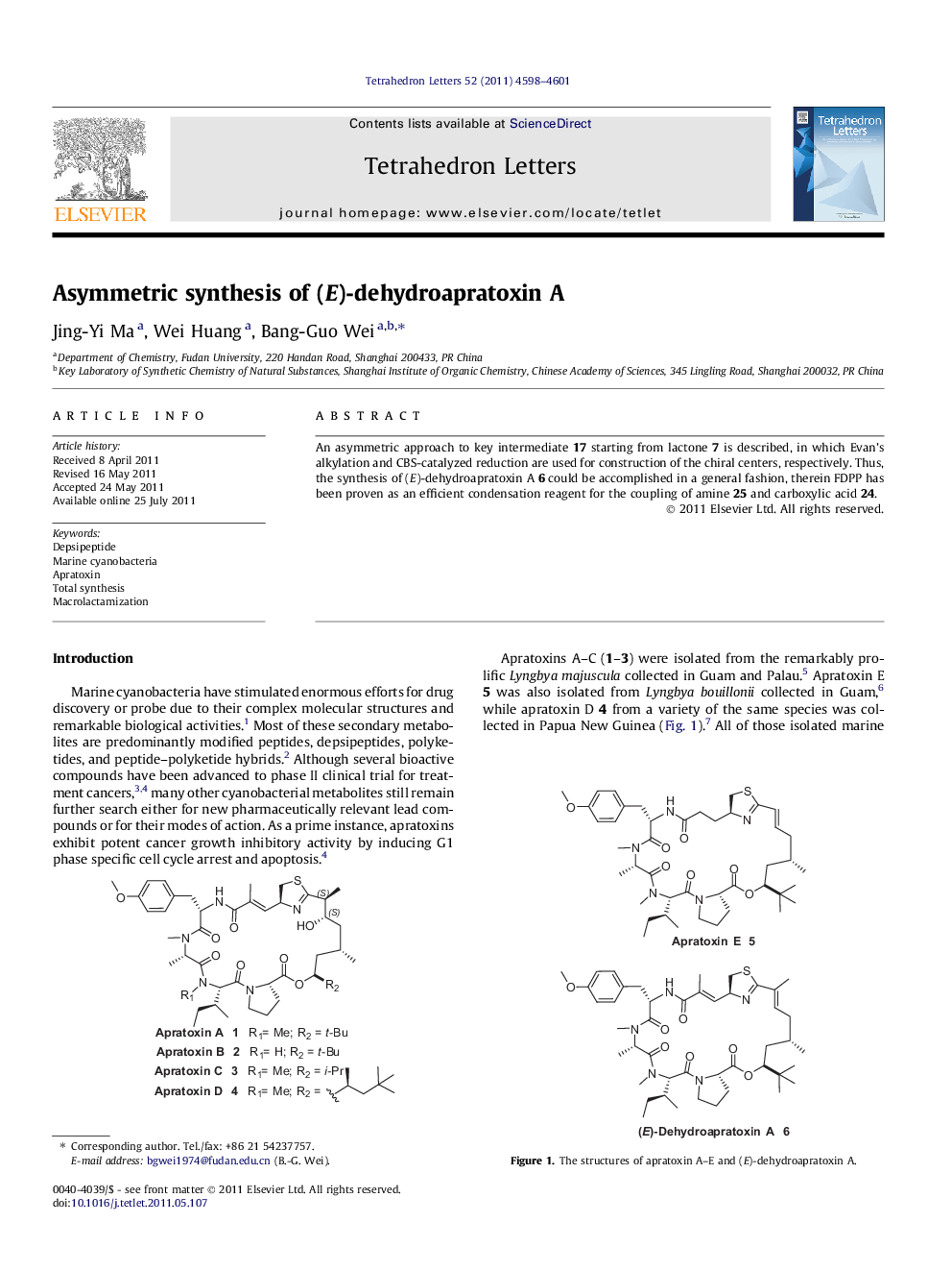 Asymmetric synthesis of (E)-dehydroapratoxin A