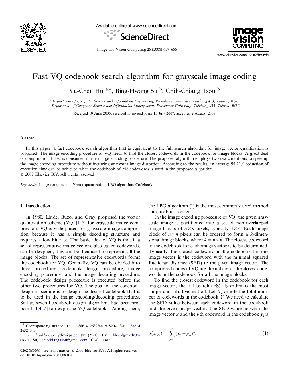 Fast VQ codebook search algorithm for grayscale image coding