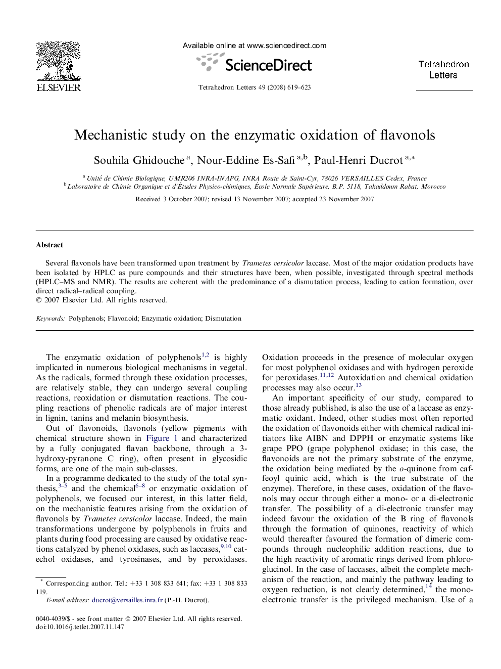 Mechanistic study on the enzymatic oxidation of flavonols