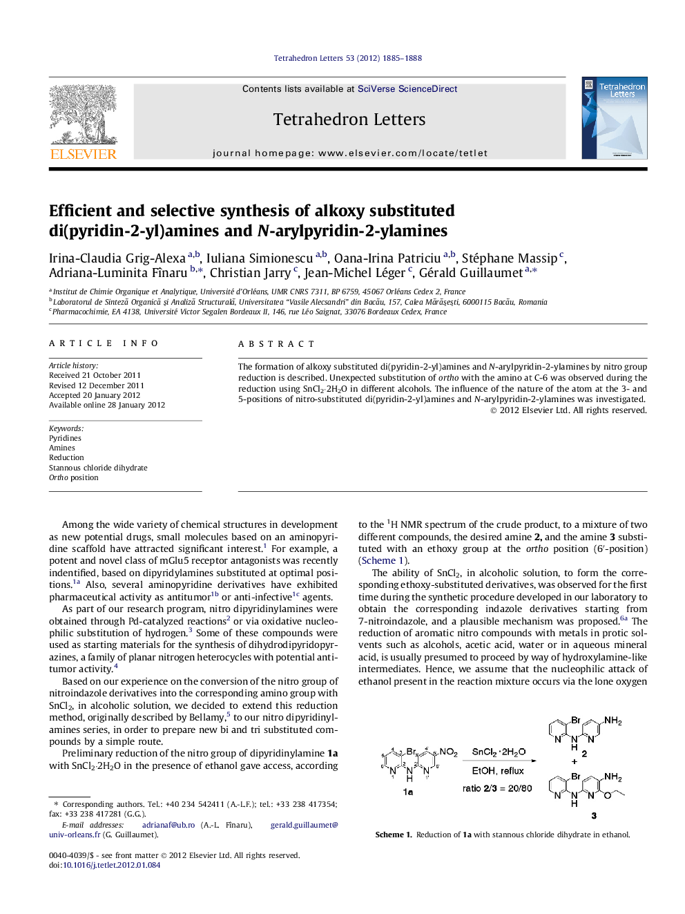 Efficient and selective synthesis of alkoxy substituted di(pyridin-2-yl)amines and N-arylpyridin-2-ylamines