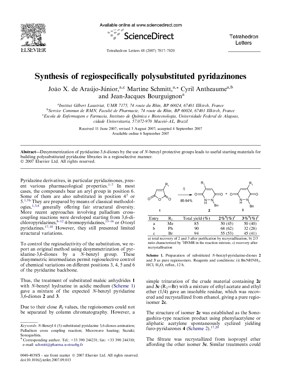 Synthesis of regiospecifically polysubstituted pyridazinones