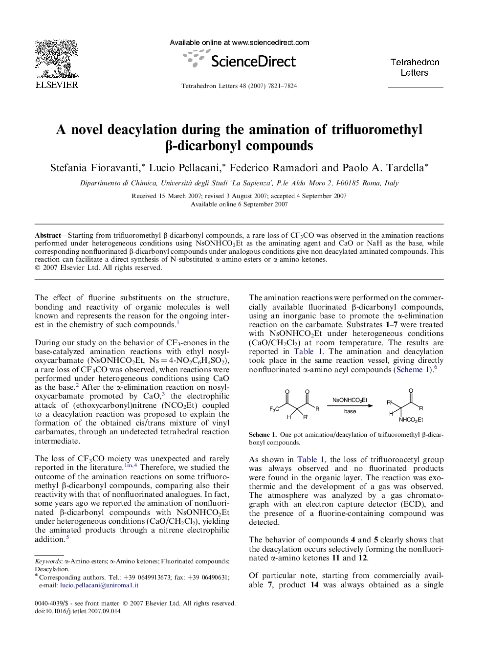 A novel deacylation during the amination of trifluoromethyl Î²-dicarbonyl compounds