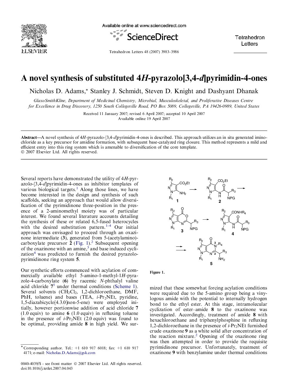 A novel synthesis of substituted 4H-pyrazolo[3,4-d]pyrimidin-4-ones