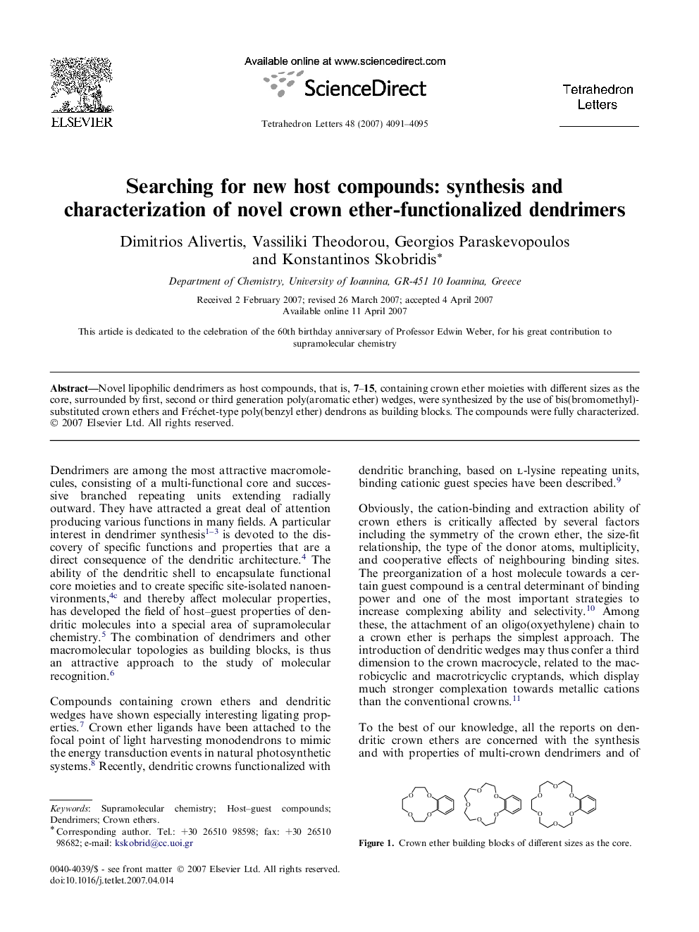 Searching for new host compounds: synthesis and characterization of novel crown ether-functionalized dendrimers