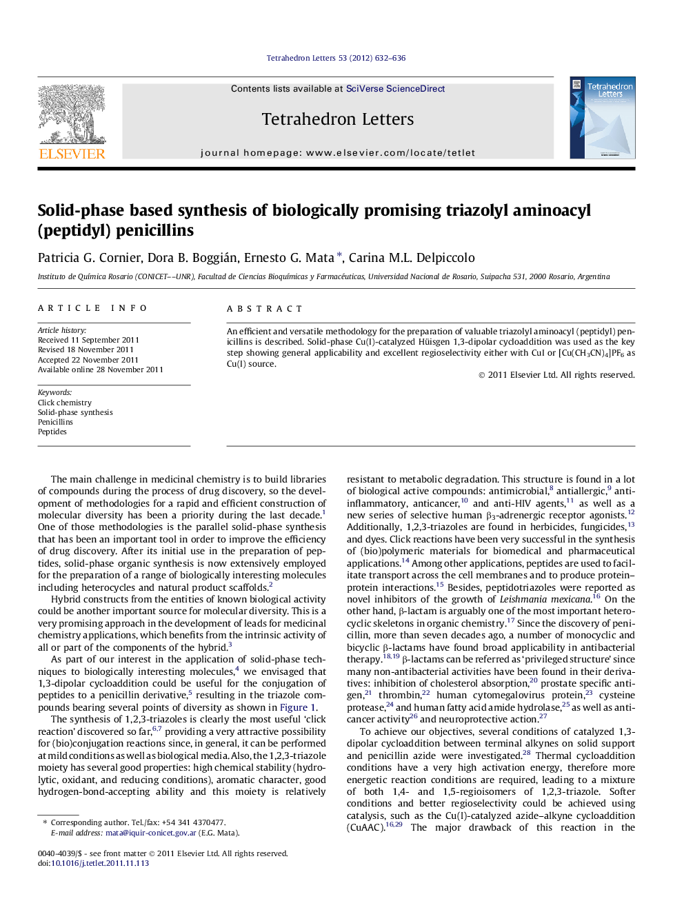 Solid-phase based synthesis of biologically promising triazolyl aminoacyl (peptidyl) penicillins