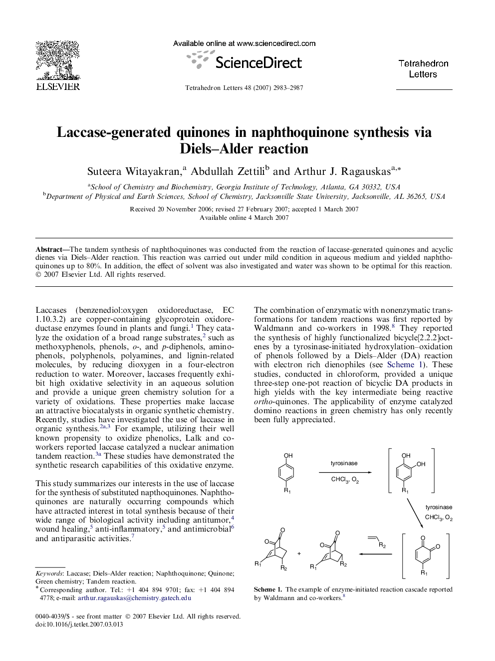 Laccase-generated quinones in naphthoquinone synthesis via Diels-Alder reaction