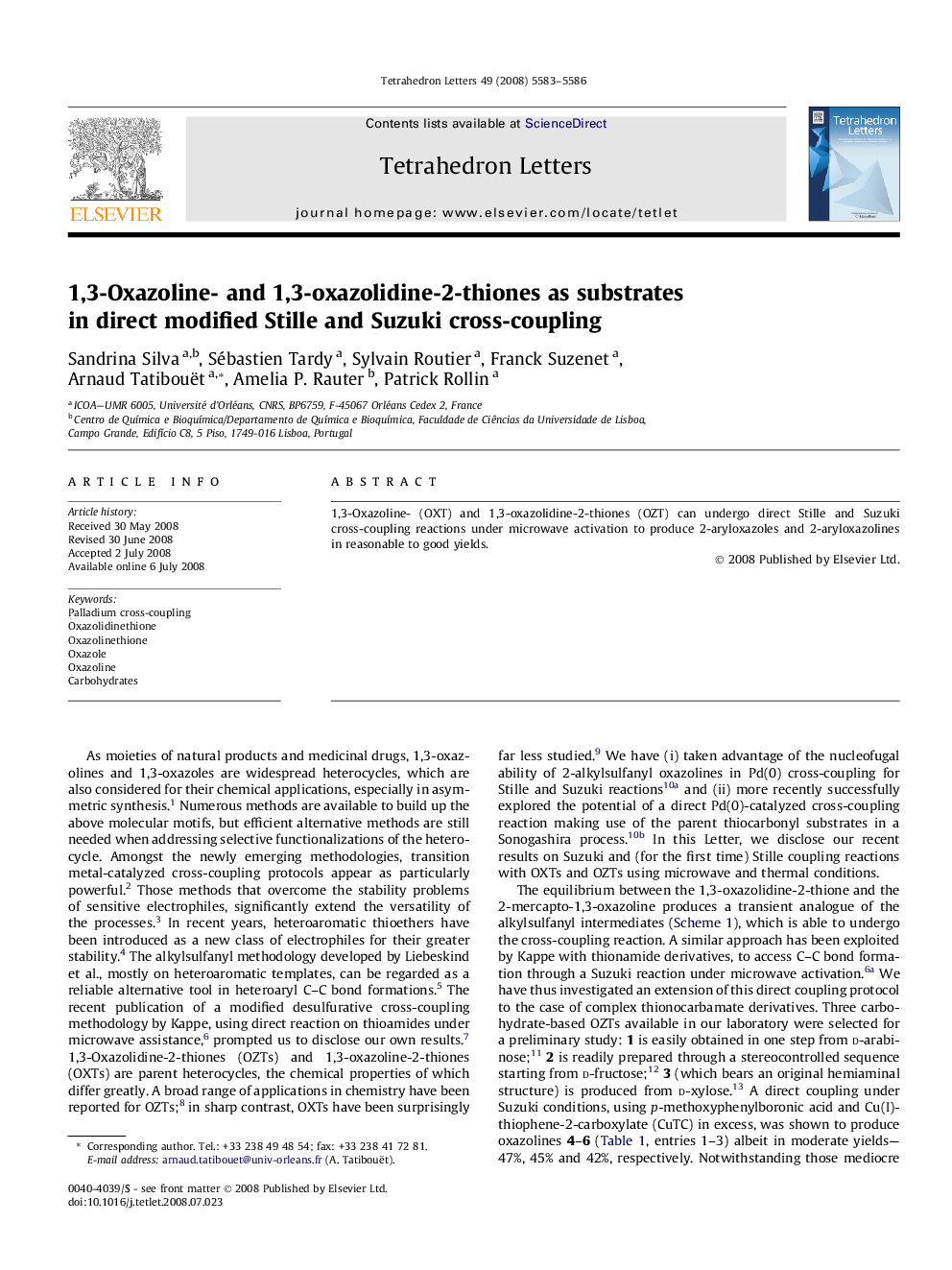 1,3-Oxazoline- and 1,3-oxazolidine-2-thiones as substrates in direct modified Stille and Suzuki cross-coupling