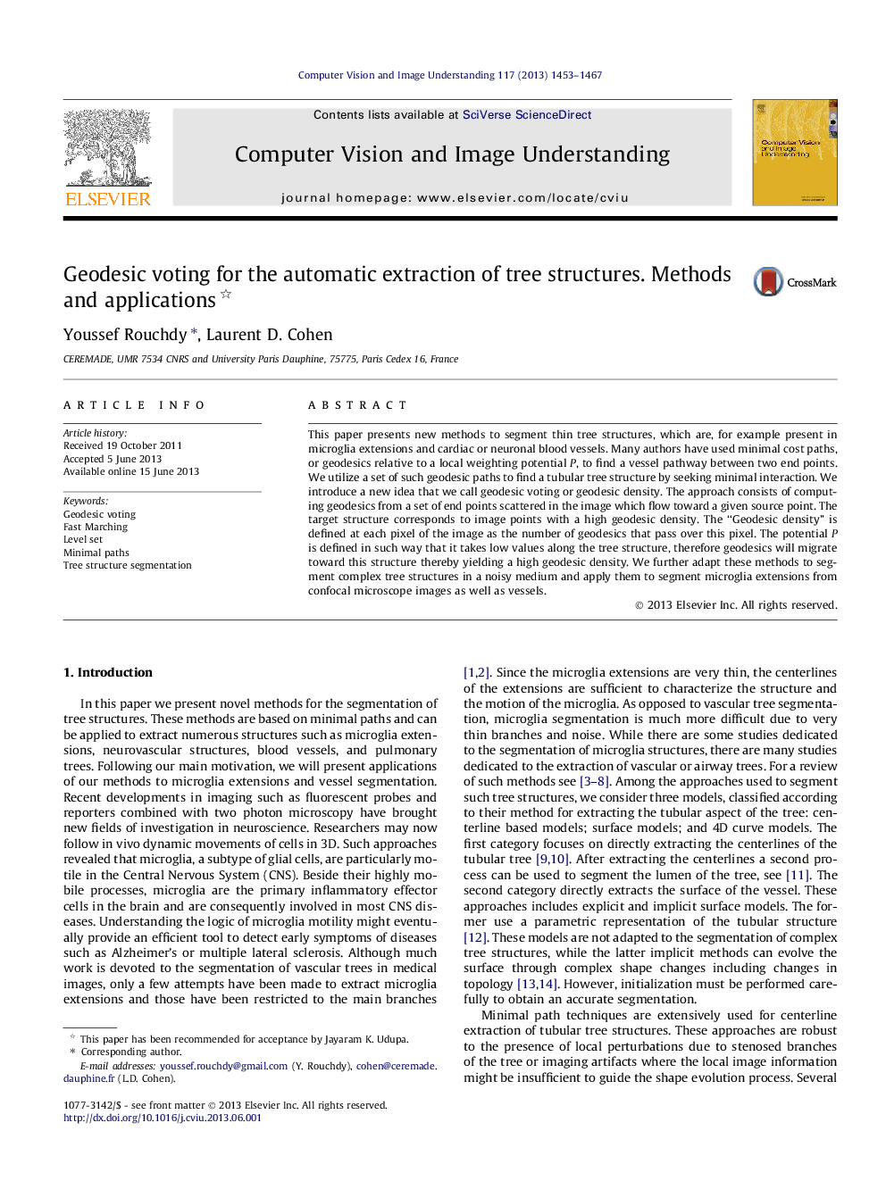 Geodesic voting for the automatic extraction of tree structures. Methods and applications 